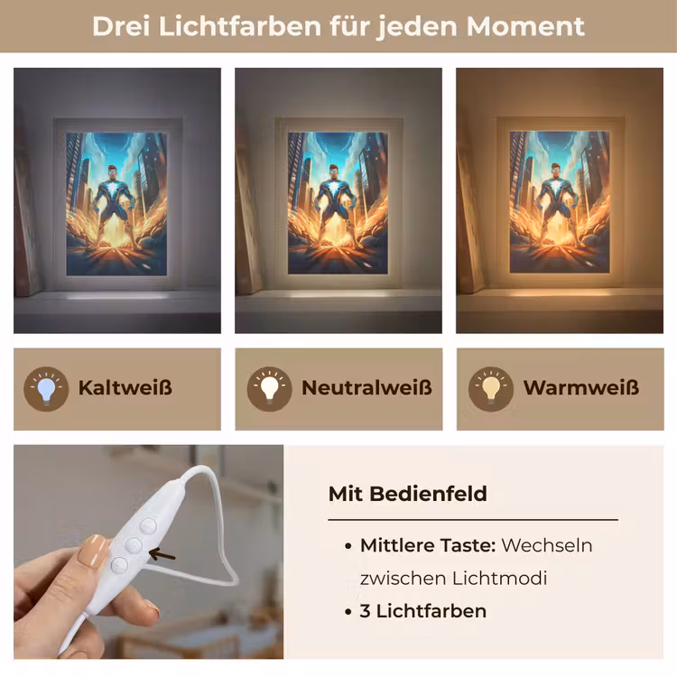 Superhelden - Kinderen - Jongens Light Box met kabel klein -USP_lichtkleurDE