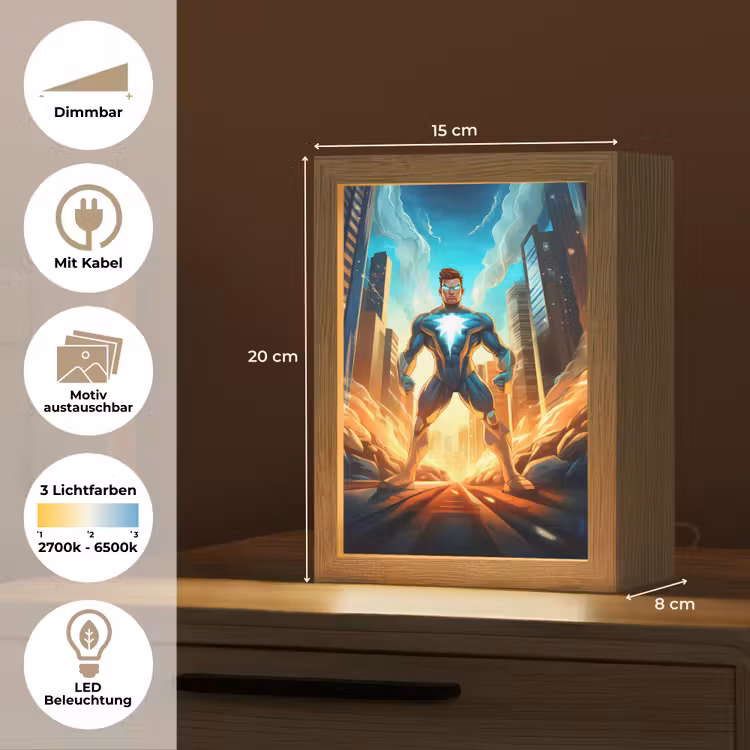 Superhelden - Kinderen - Jongens Light Box met kabel (Kinderlampje) klein -USP_websiteoverzichtDE