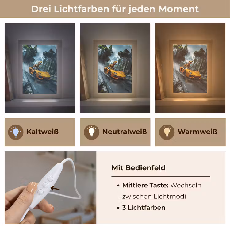 T-Rex - Auto - Regenwoud Light Box met kabel klein -USP_lichtkleurDE