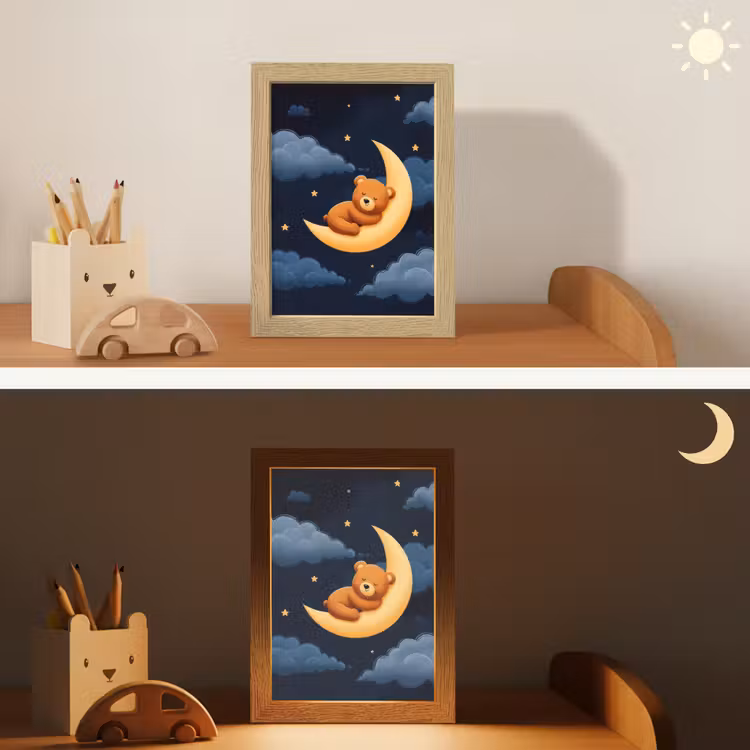 Teddybeer - Maan - Wolken - Sterren Light Box met kabel klein -sfeer3_kind