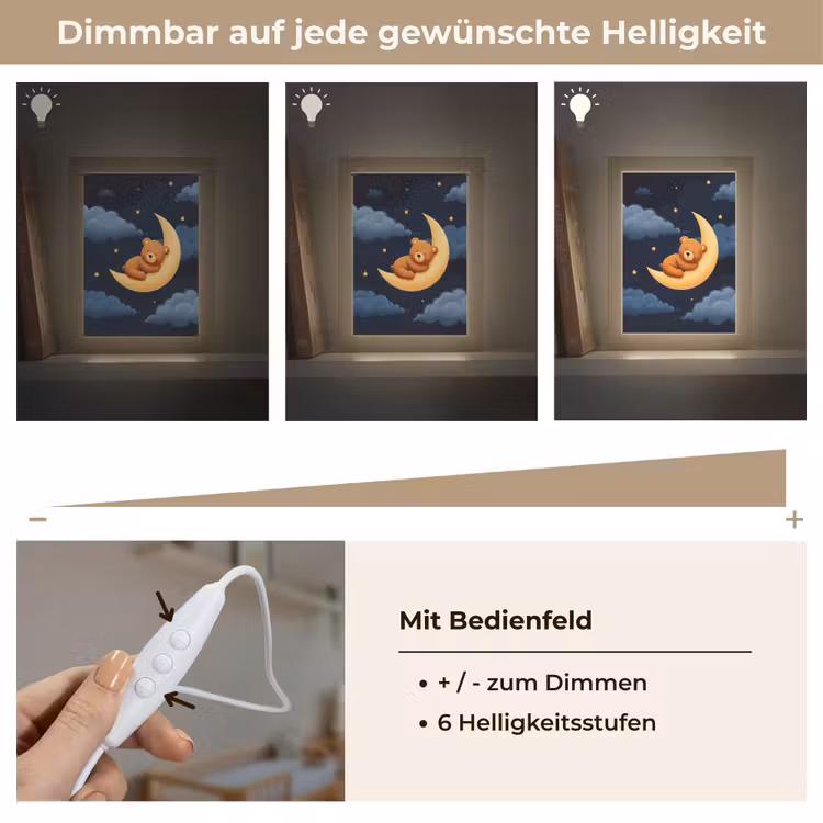 Teddybeer - Maan - Wolken - Sterren Light Box met kabel klein -USP_dimbaarDE