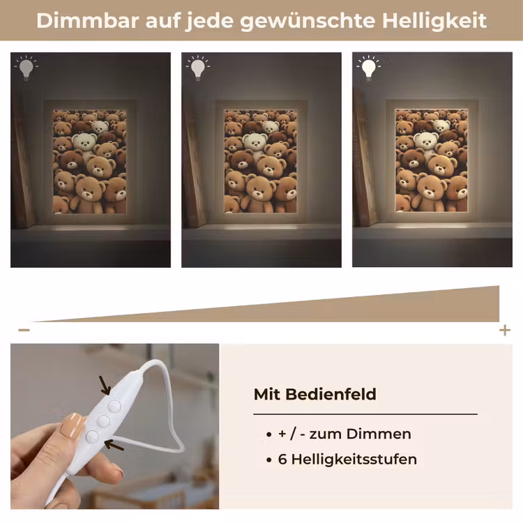 Teddybeer - Knuffel - Bruin - Beer - Jongens - Meisjes Light Box met kabel klein -USP_dimbaarDE