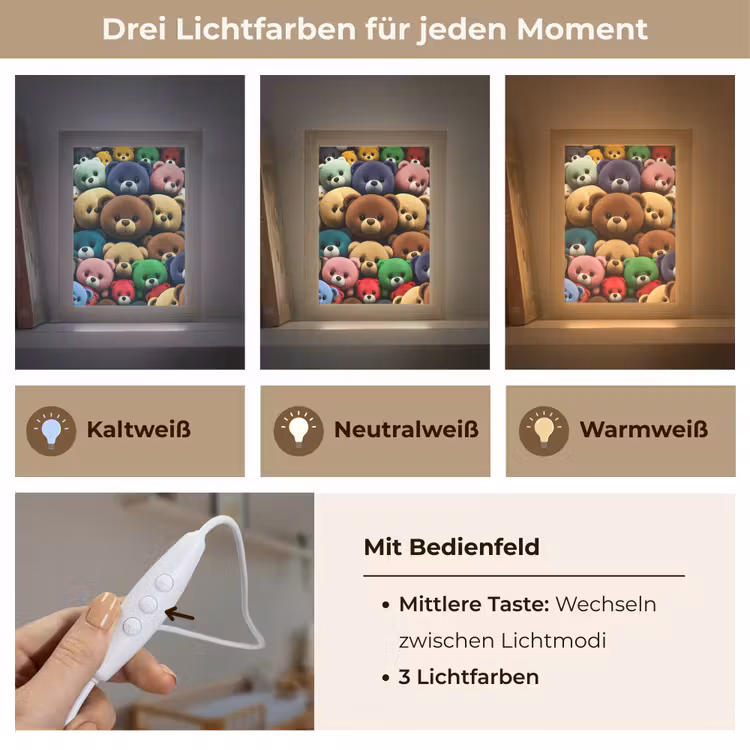 Knuffelbeer - Teddy - Design - Kids Light Box met kabel klein -USP_lichtkleurDE