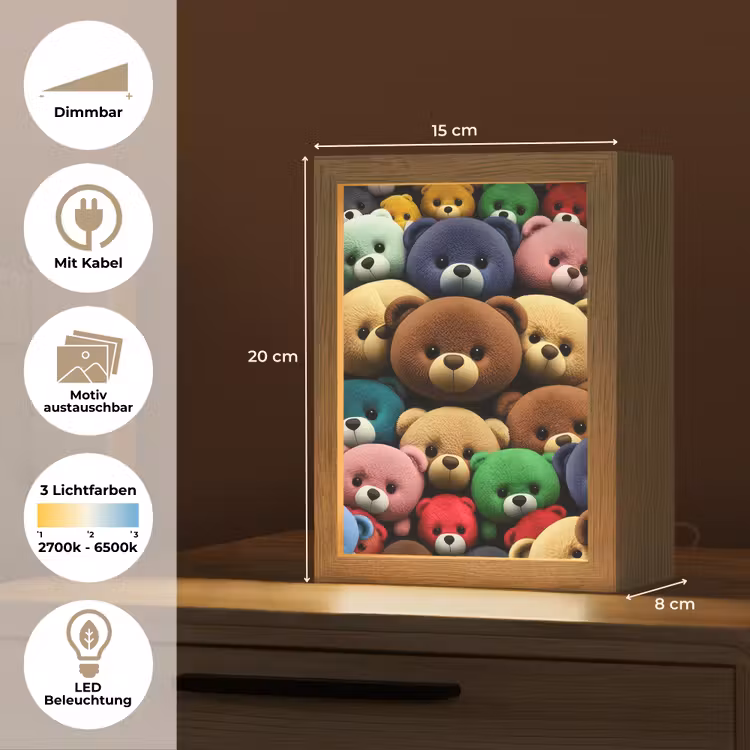 Knuffelbeer - Teddy - Design - Kids Light Box met kabel (Kinderlampje) klein -USP_websiteoverzichtDE