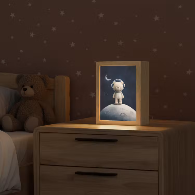 Teddybeer - Ruimtehelm - Maan - Sterren Light Box met kabel klein -sfeer1_kind