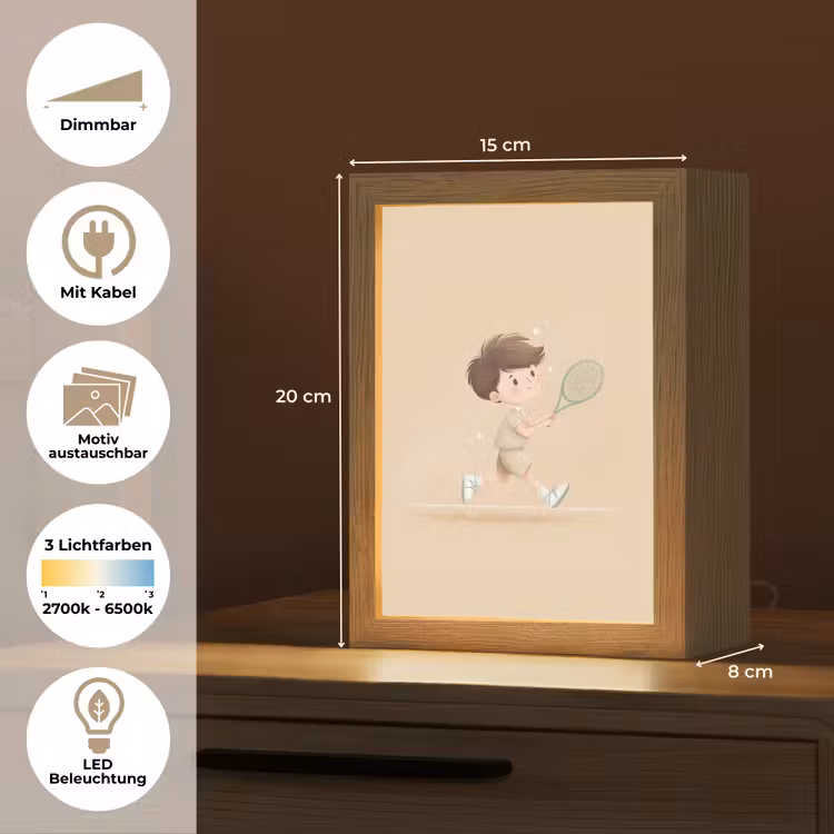Tennis - Jongen - Sterretjes Light Box met kabel (Kinderlampje) klein -USP_websiteoverzichtDE