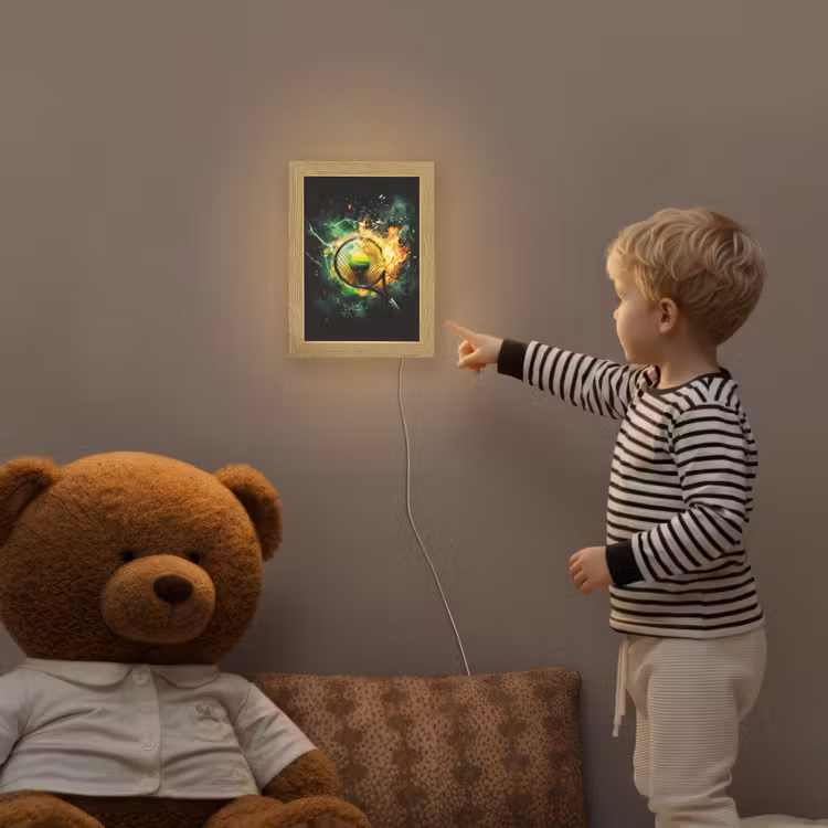 Tennis - Racket - Vuur - Groen Light Box met kabel klein -sfeer4a_kind