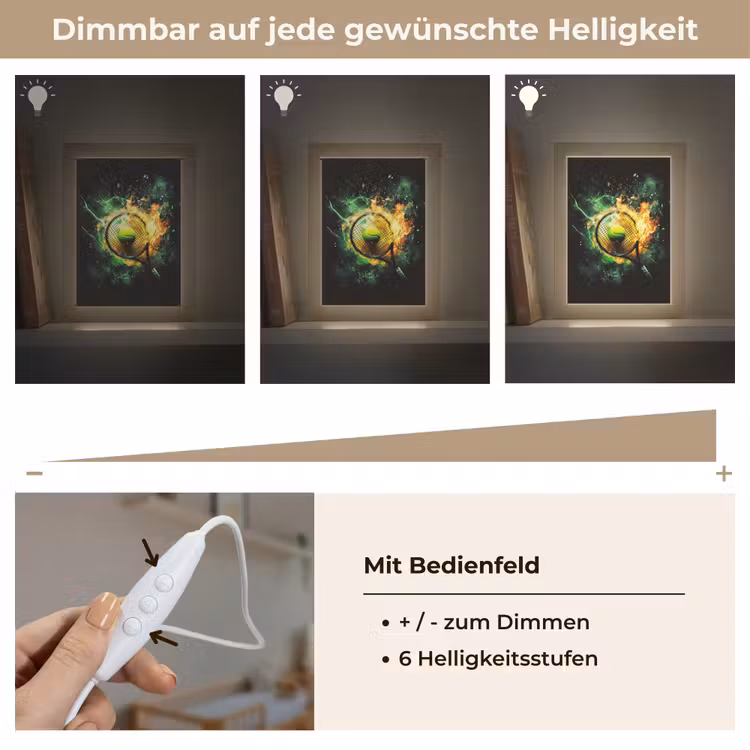 Tennis - Racket - Vuur - Groen Light Box met kabel klein -USP_dimbaarDE