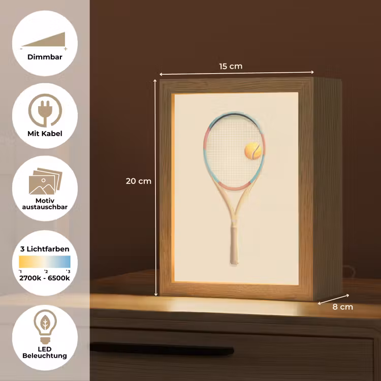 Tennisracket - Bal - Beige Light Box met kabel (Kinderlampje) klein -USP_websiteoverzichtDE