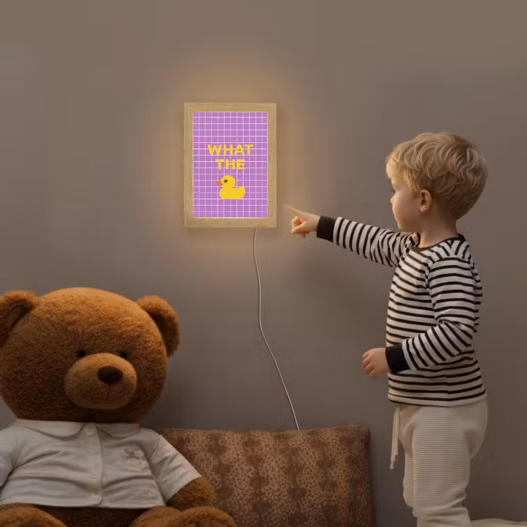Tekst - Eend - Paars Light Box met kabel (Kinderlampje) klein -sfeer4a_kind