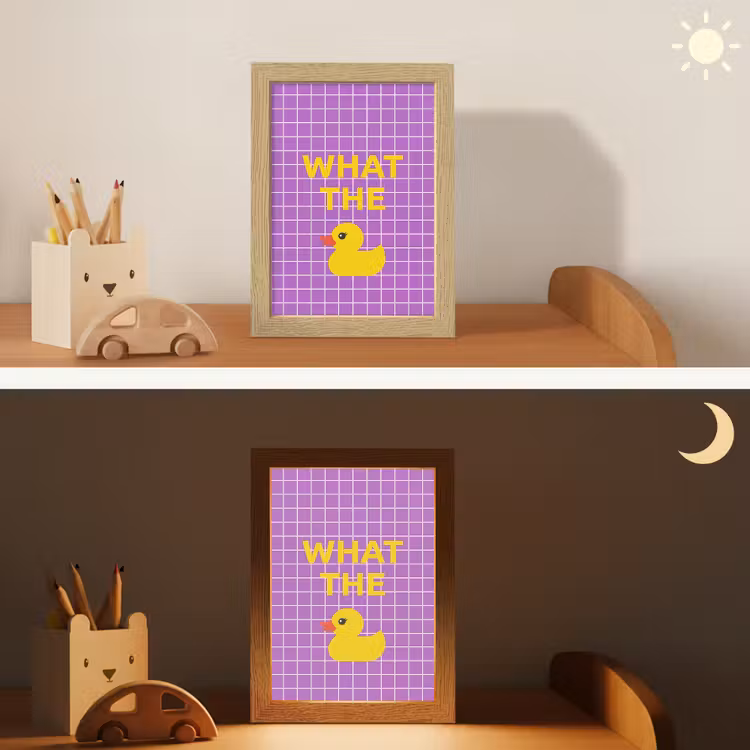 Tekst - Eend - Paars Light Box met kabel (Kinderlampje) klein -sfeer3_kind
