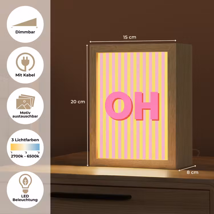 Tekst - Strepen - Roze Light Box met kabel (Kinderlampje) klein -USP_websiteoverzichtDE