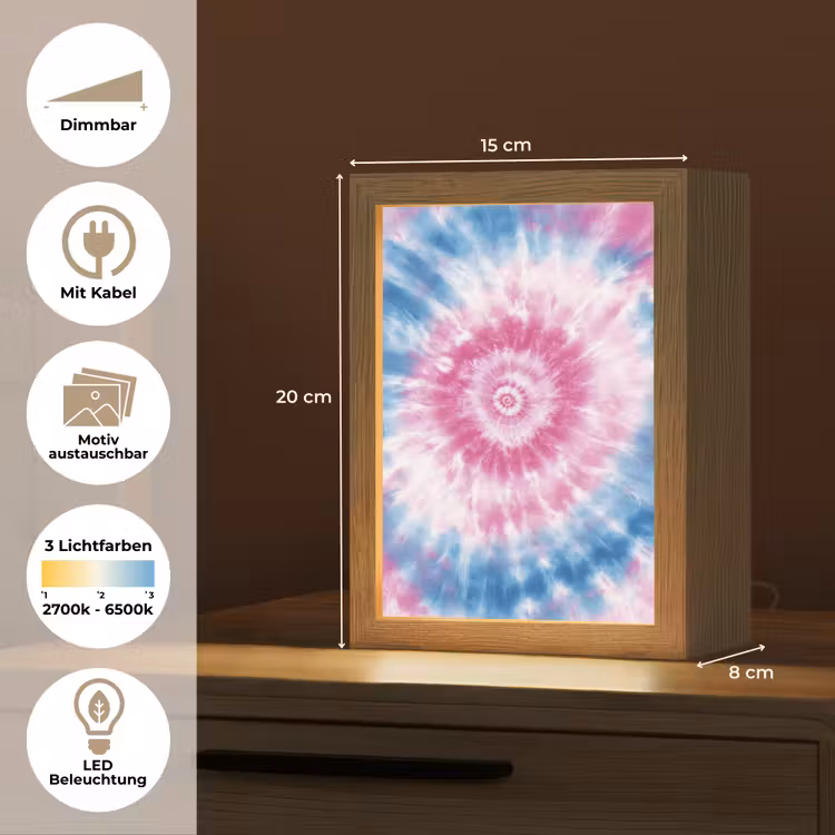 Tie-dye - Roze - Patroon Light Box met kabel (Kinderlampje) klein -USP_websiteoverzichtDE