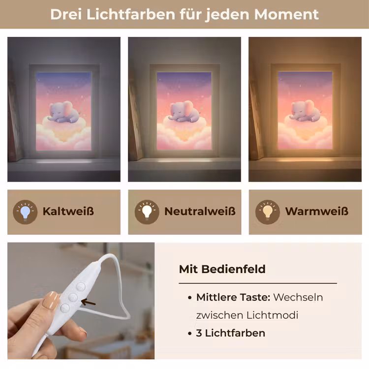 Dier - Roze - Wolken Light Box met kabel klein -USP_lichtkleurDE