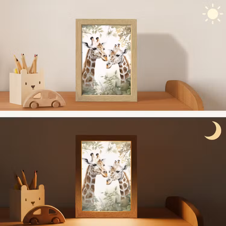 Dieren - Giraffe - Bladeren - Kinderen Light Box met kabel klein -sfeer3_kind