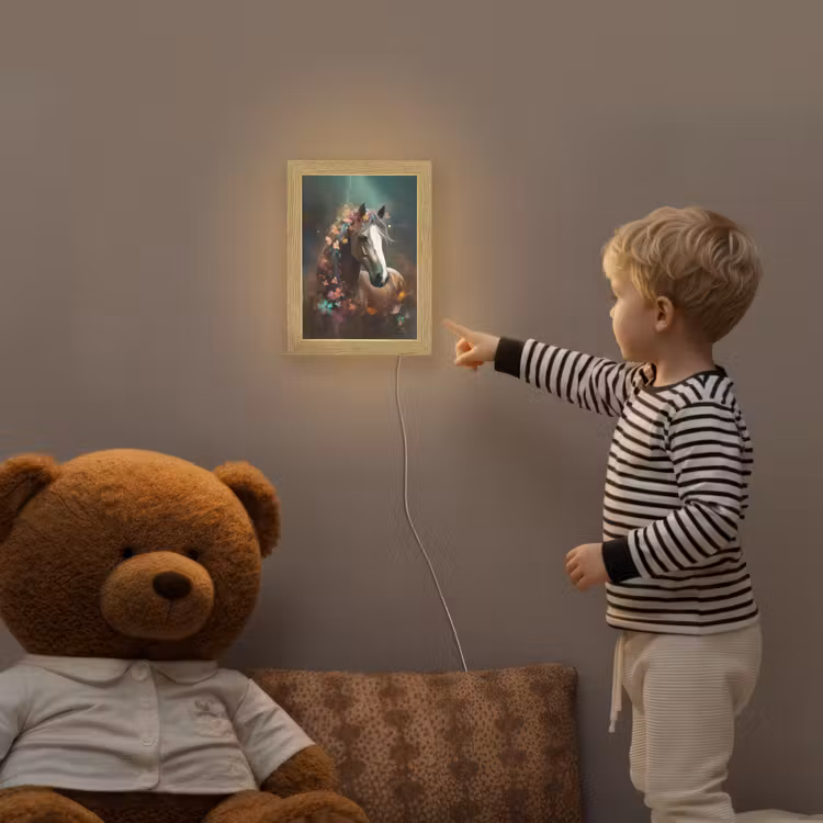 Dieren - Paard - Natuur - Vlinder - Bloemen Light Box met kabel klein -sfeer4a_kind