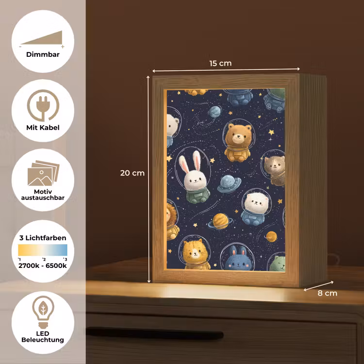Dieren - Sterrenhemel - Ruimte Light Box met kabel (Kinderlampje) klein -USP_websiteoverzichtDE