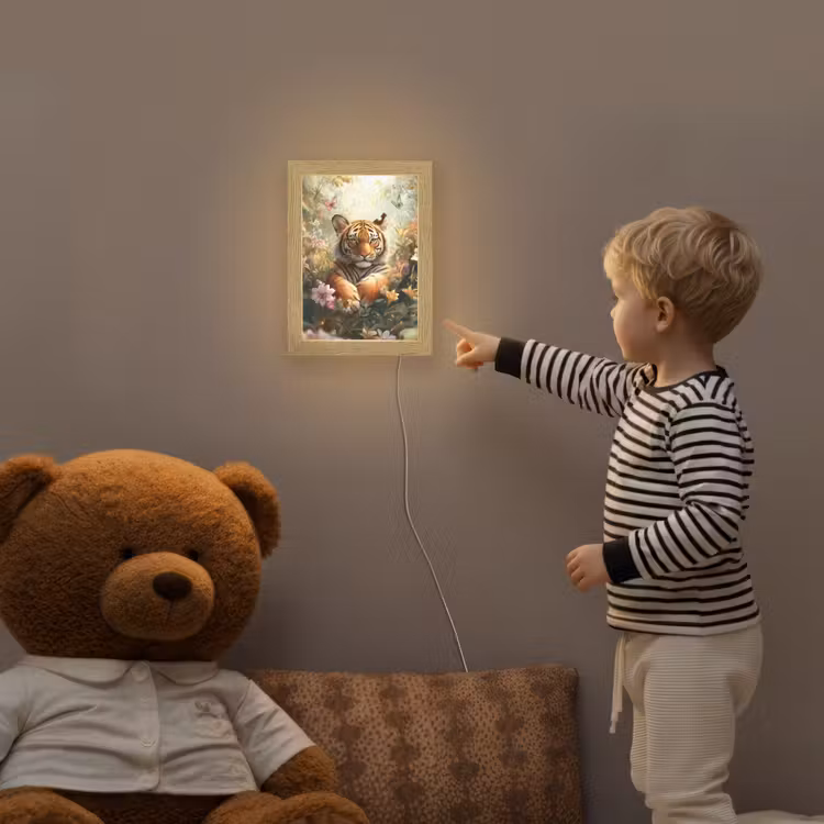 Tijger - Bloemen - Jungle - Dieren Light Box met kabel klein -sfeer4a_kind