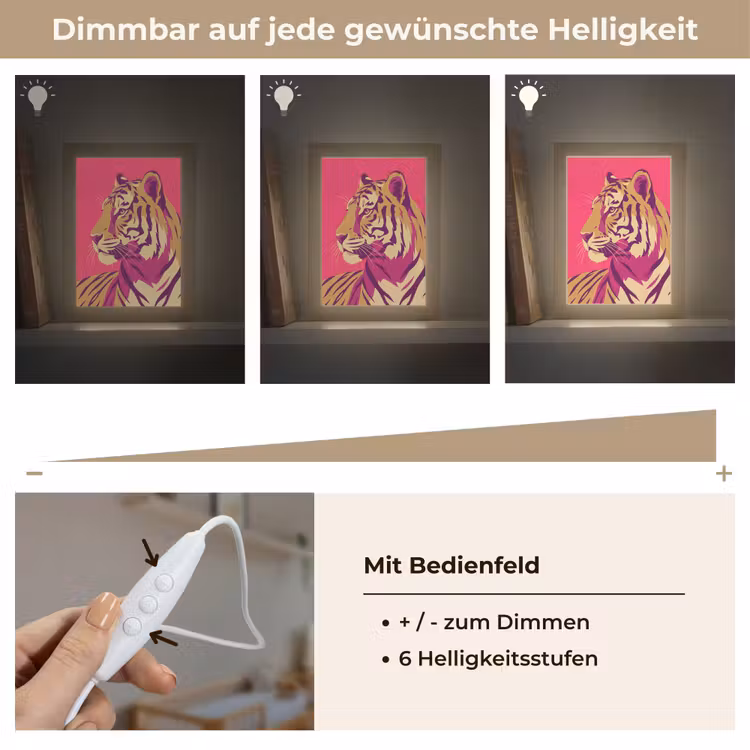 Tijger - Modern - Neon Light Box met kabel (Kinderlampje) klein -USP_dimbaarDE