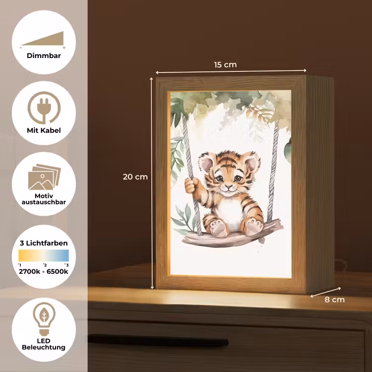Tijger - Dier - Kinderen - Jungle Light Box met kabel (Kinderlampje) klein -USP_websiteoverzichtDE