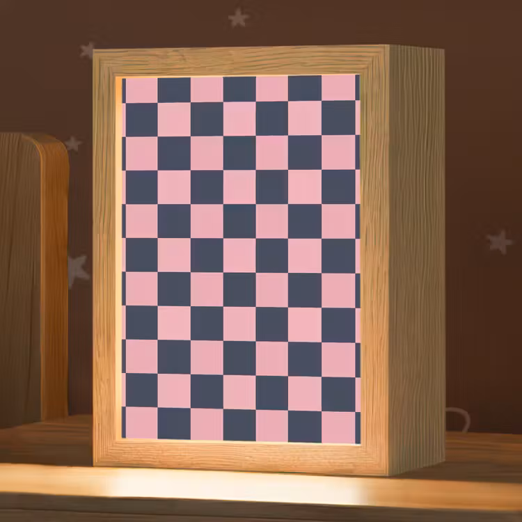 Traditioneel - Patroon - Blauw - Roze Light Box met kabel (Kinderlampje) klein 904 -zzz_3d_website