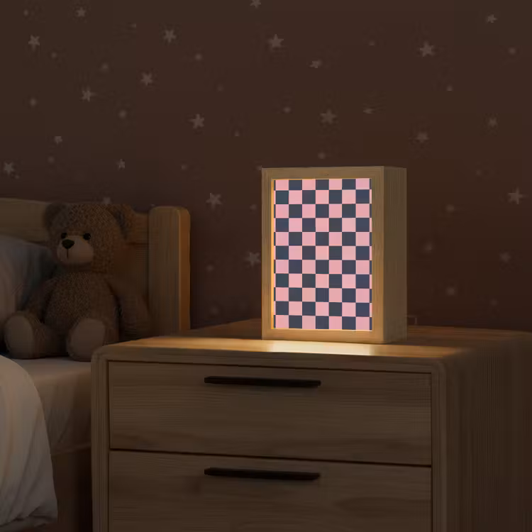 Traditioneel - Patroon - Blauw - Roze Light Box met kabel (Kinderlampje) klein 904 -sfeer1_kind