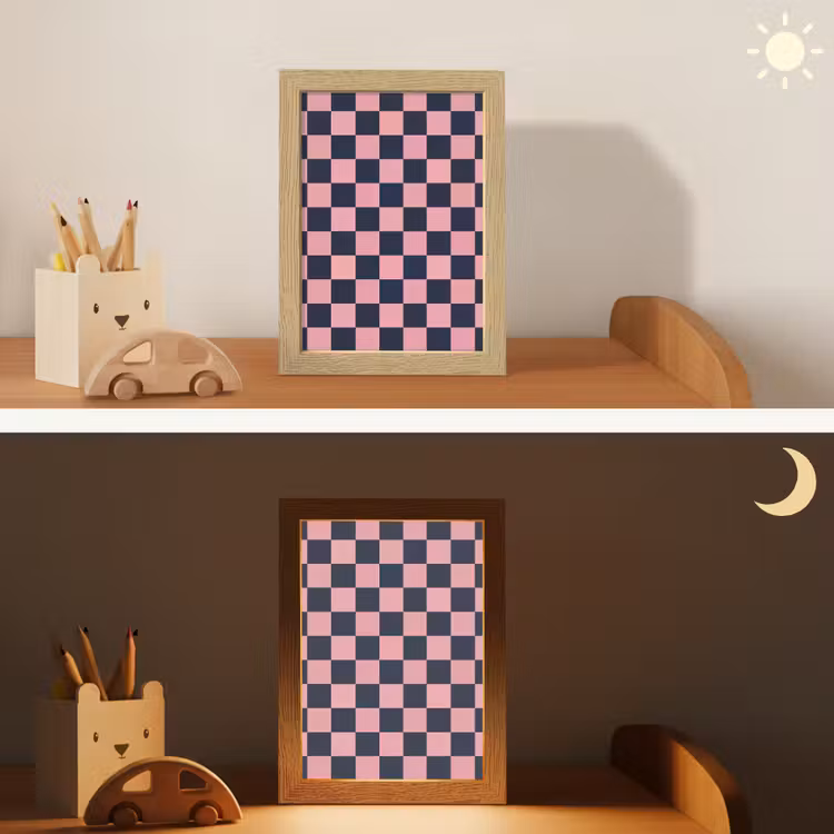 Traditioneel - Patroon - Blauw - Roze Light Box met kabel (Kinderlampje) klein 904 -sfeer3_kind