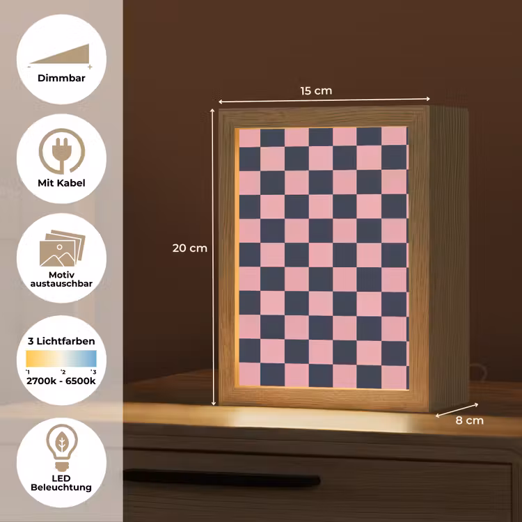 Traditioneel - Patroon - Blauw - Roze Light Box met kabel (Kinderlampje) klein 904 -USP_websiteoverzichtDE