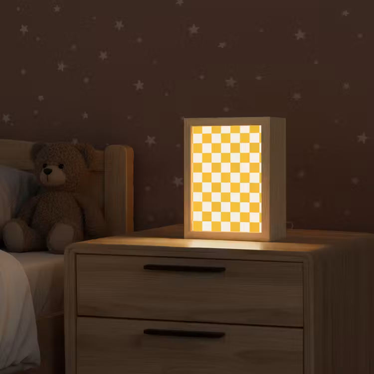Traditioneel - Patroon - Geel Light Box met kabel (Kinderlampje) klein 904 -sfeer1_kind