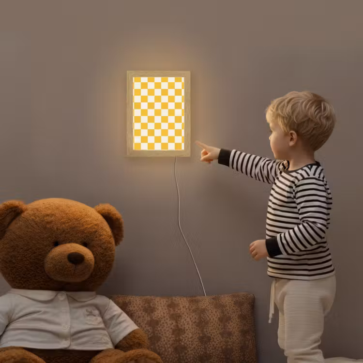 Traditioneel - Patroon - Geel Light Box met kabel (Kinderlampje) klein 904 -sfeer4a_kind