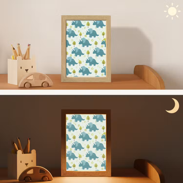 Triceratop - Blauw - Stippen - Boompjes Light Box met kabel klein -sfeer3_kind