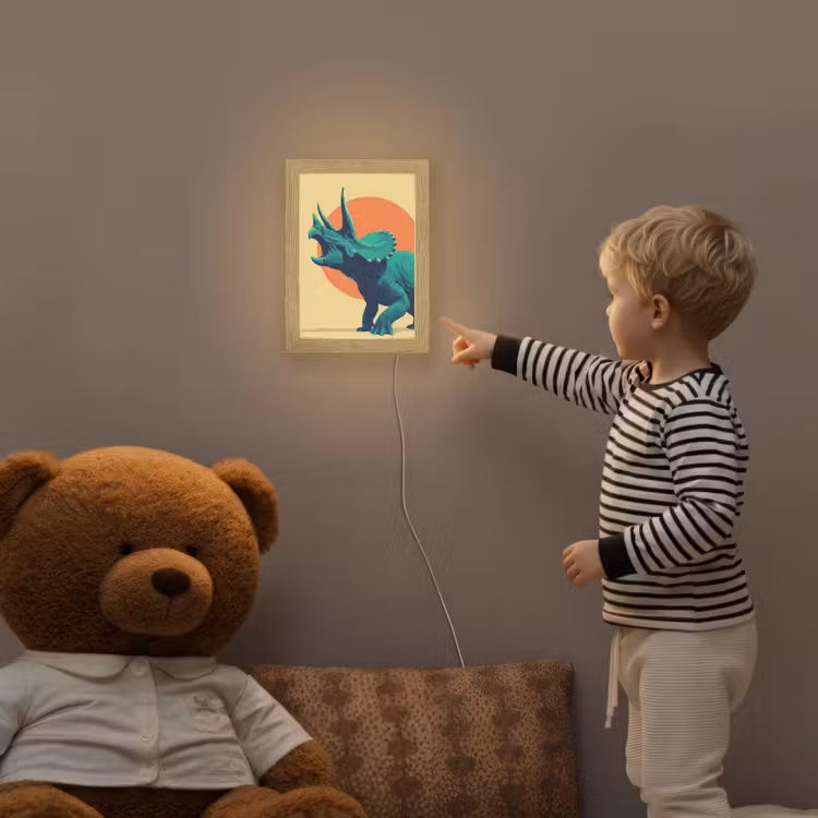 Triceratops - Cirkel - Oranje - Hoorns Light Box met kabel klein -sfeer4a_kind