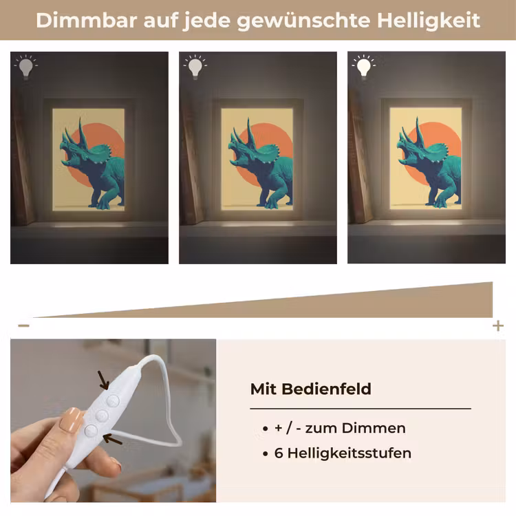 Triceratops - Cirkel - Oranje - Hoorns Light Box met kabel klein -USP_dimbaarDE
