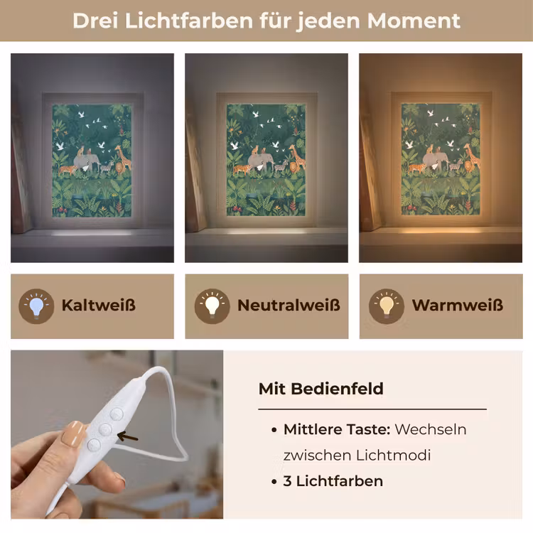 Tropisch - Jungle - Groen Light Box met kabel (Kinderlampje) klein -USP_lichtkleurDE