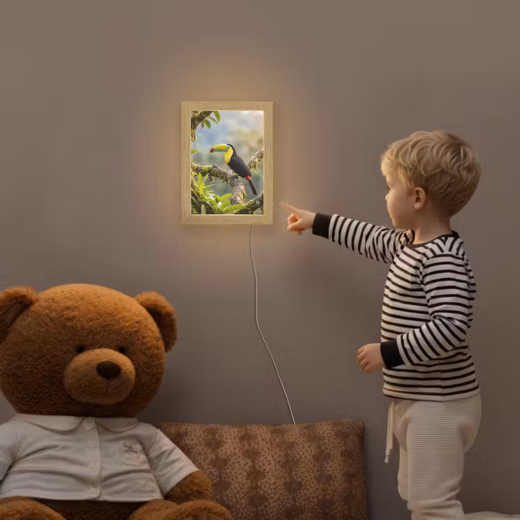 Toekan - Jungle - Natuur - Kleurrijk Light Box met kabel (Kinderlampje) klein -sfeer4a_kind