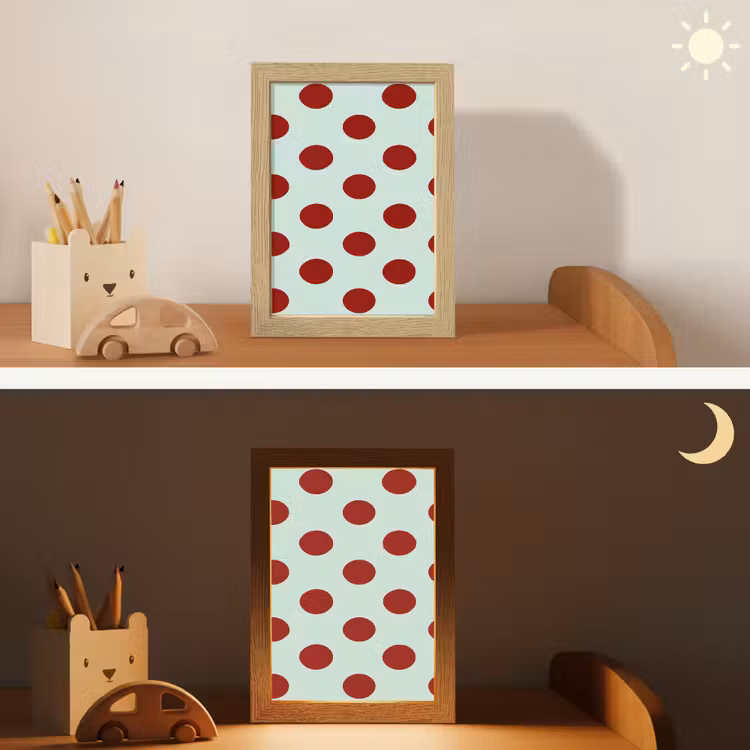 Polka - Dots - Rood Light Box met kabel (Kinderlampje) klein 904 -sfeer3_kind