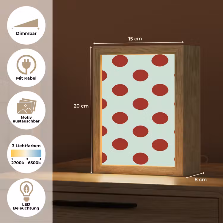 Polka - Dots - Rood Light Box met kabel (Kinderlampje) klein 904 -USP_websiteoverzichtDE