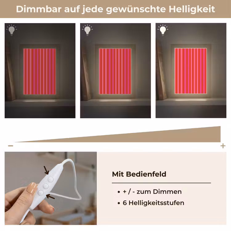 Verticaal - Strepen - Roze Light Box met kabel (Kinderlampje) klein 904 -USP_dimbaarDE