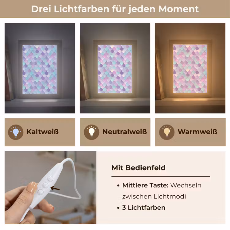 Dromerig - Zeemeermin - Pastel Light Box met kabel (Kinderlampje) klein 904 -USP_lichtkleurDE