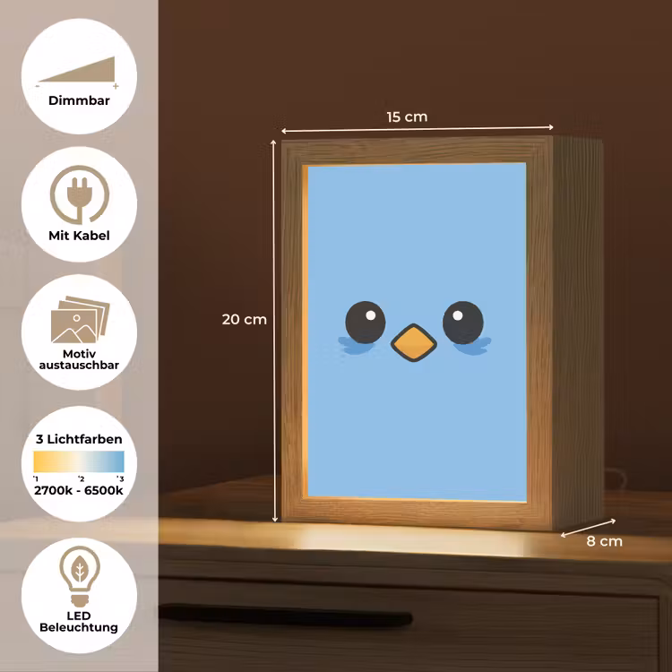 Vogel - Blauw - Eenvoudig Light Box met kabel (Kinderlampje) klein -USP_websiteoverzichtDE