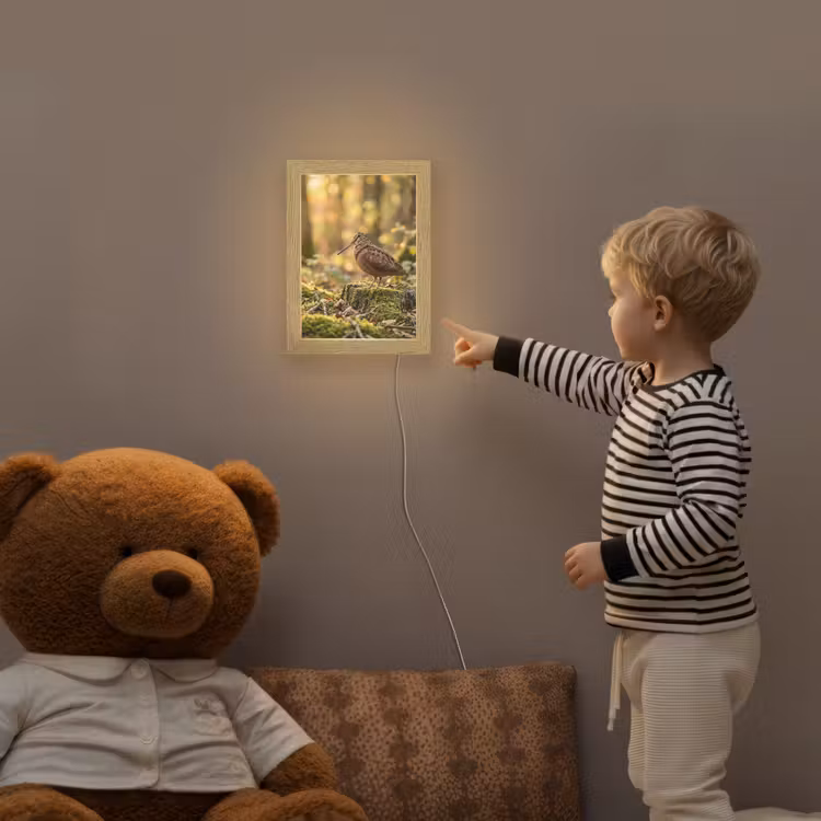 Houtsnip - Bos - Bladeren - Herfst - Gecamoufleerd Light Box met kabel (Kinderlampje) klein -sfeer4a_kind