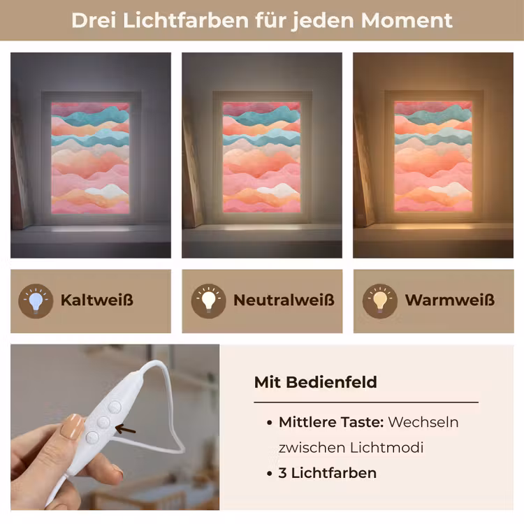 Golven - Kleurrijk - Abstract Light Box met kabel klein -USP_lichtkleurDE