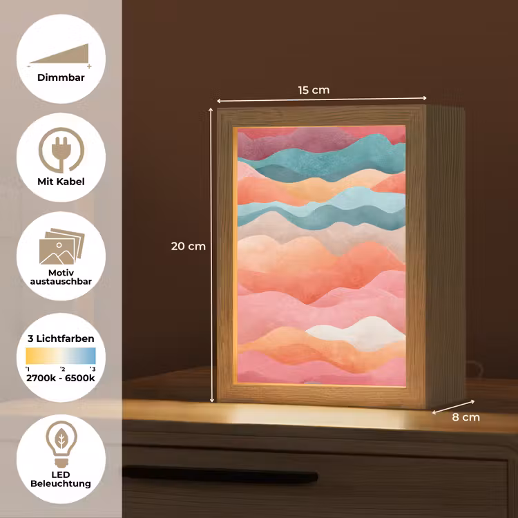 Golven - Kleurrijk - Abstract Light Box met kabel (Kinderlampje) klein -USP_websiteoverzichtDE