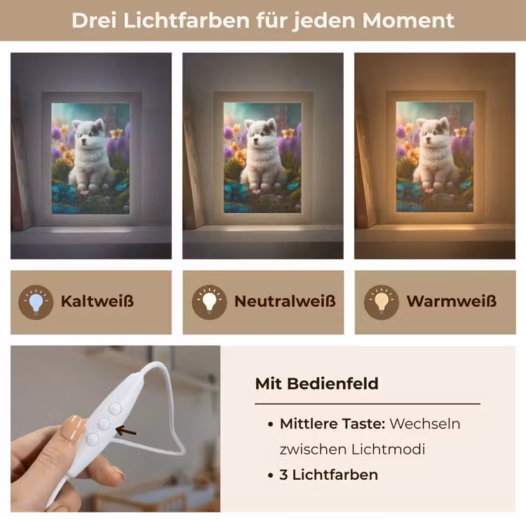 Puppy - Bloemen - Planten - Natuur - Husky Light Box met kabel klein -USP_lichtkleurDE