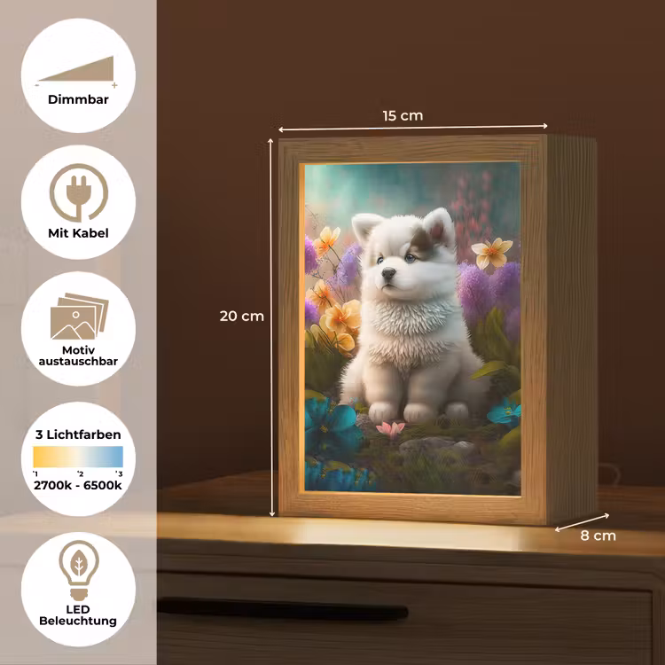Puppy - Bloemen - Planten - Natuur - Husky Light Box met kabel (Kinderlampje) klein -USP_websiteoverzichtDE