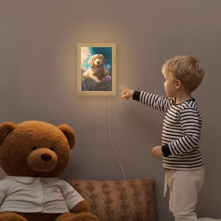 Puppy - Bloemenkrans - Vlinder - Hond - Golden retriever Light Box met kabel klein -sfeer4a_kind