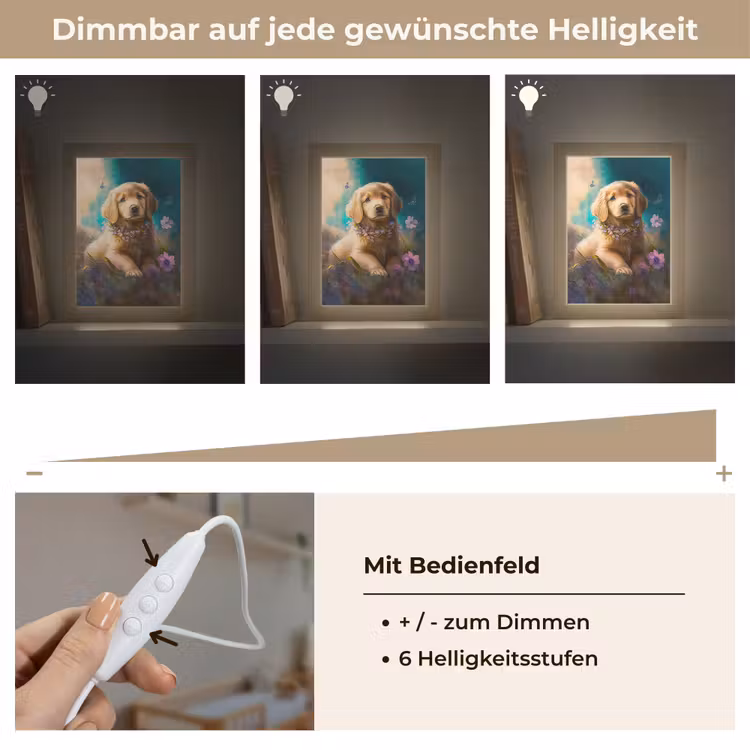Puppy - Bloemenkrans - Vlinder - Hond - Golden retriever Light Box met kabel klein -USP_dimbaarDE