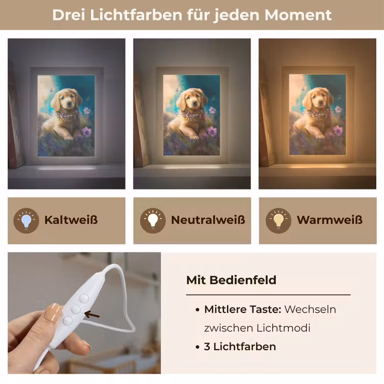 Puppy - Bloemenkrans - Vlinder - Hond - Golden retriever Light Box met kabel klein -USP_lichtkleurDE