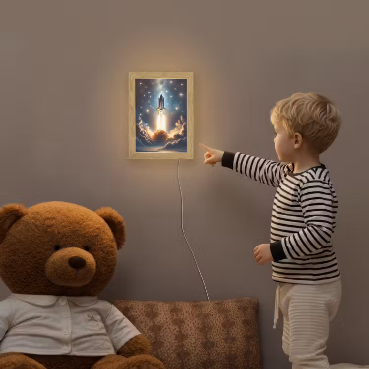 Ruimtevaart - Raket - Space - Sterren Light Box met kabel klein -sfeer4a_kind