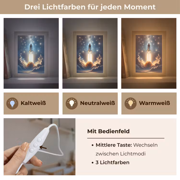 Ruimtevaart - Raket - Space - Sterren Light Box met kabel klein -USP_lichtkleurDE